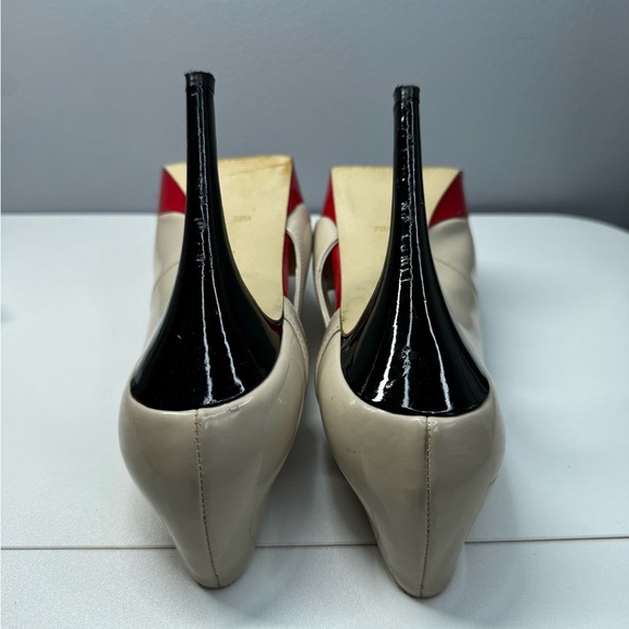 Marc Fisher Women's Cream and Red Peep Toe Heels - Picture 11 of 12